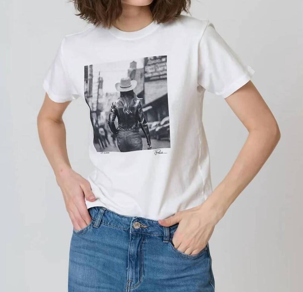 NEW CPRESS STUDIO city slicker short sleeve mushie tee in white